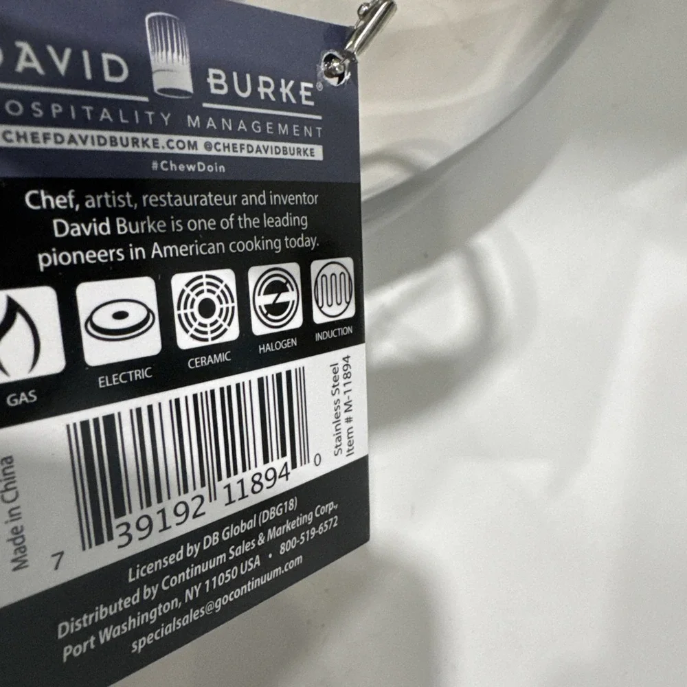 David Burke 13.5 Qt Stock Pot Vented Lid Commercial Grd Splendor Stainless Steel
